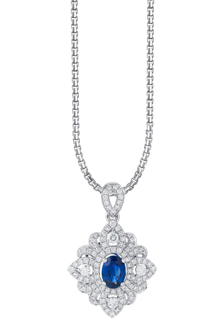 TOMEI Sapphire Diamond Pendant, White Gold 750