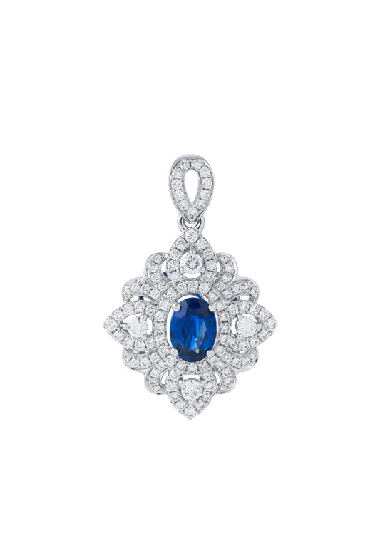 TOMEI Sapphire Diamond Pendant, White Gold 750