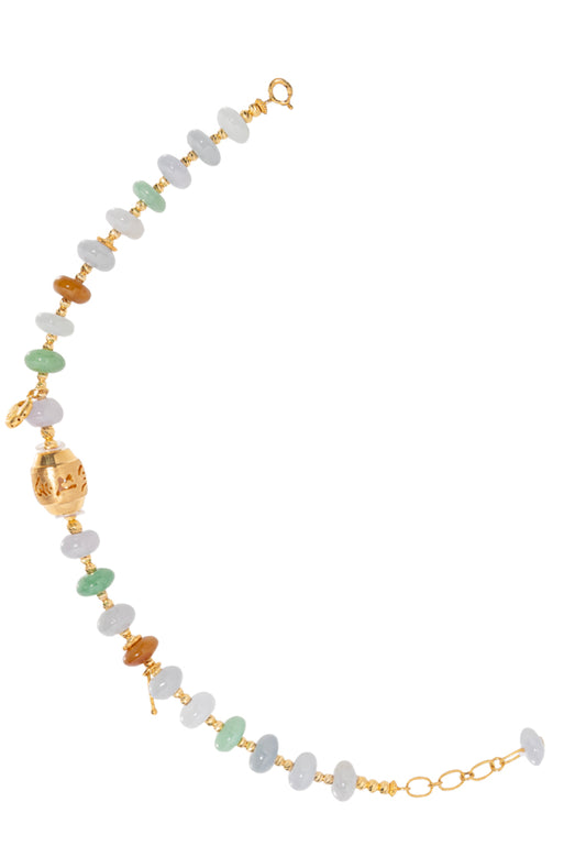 TOMEI Five Blessings Jade Bracelet, Yellow Gold 750
