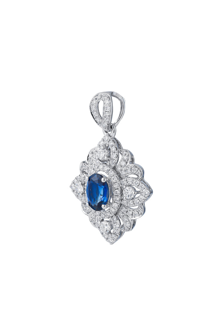 TOMEI Sapphire Diamond Pendant, White Gold 750