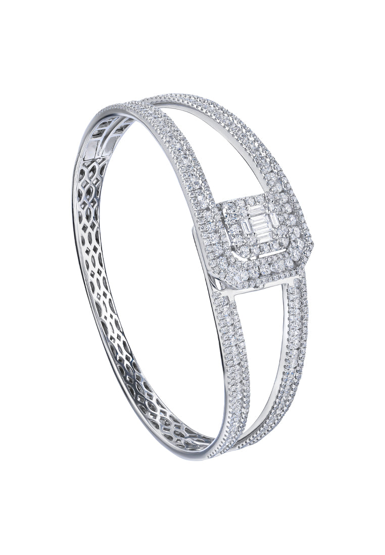 TOMEI The Bloom Series Diamond Bangle, White Gold 750