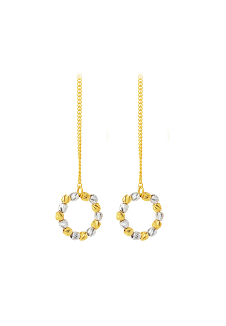 TOMEI Dual-Tone Circular Beads Earrings, Yellow Gold 916