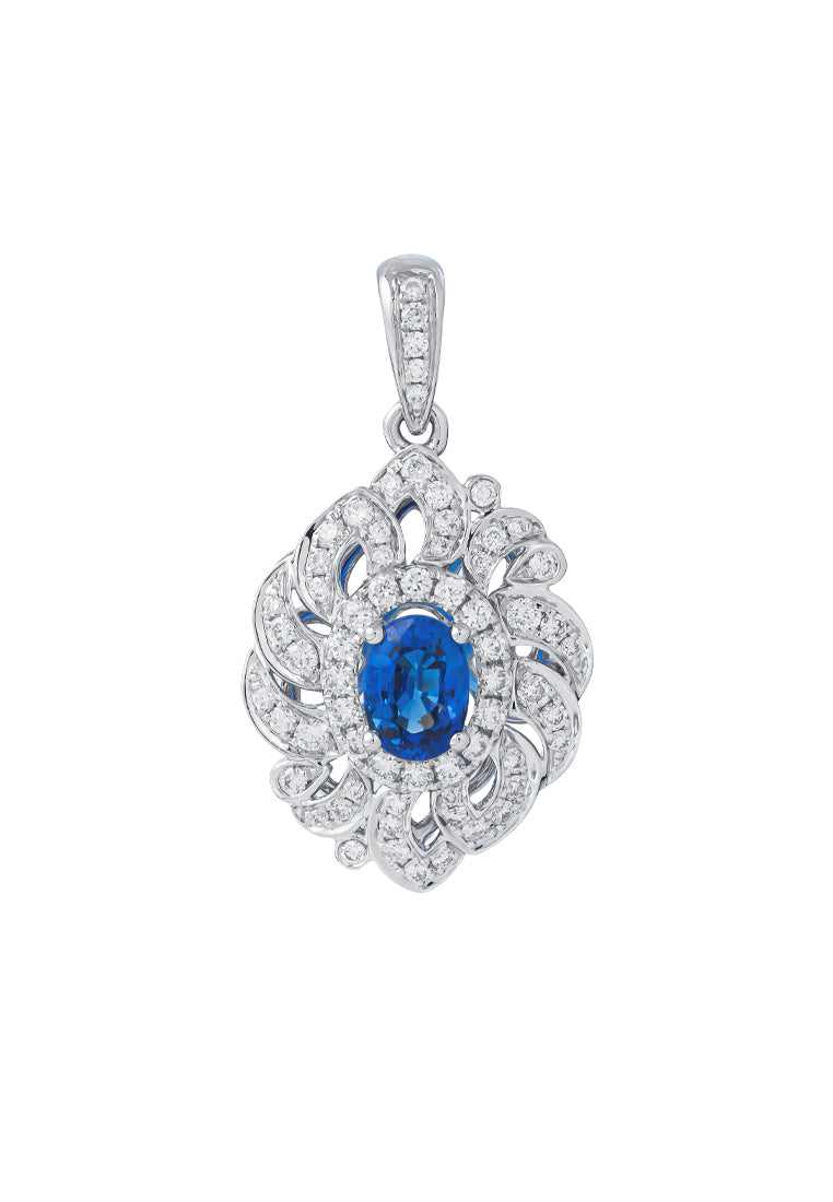 TOMEI Sapphire Diamond Pendant, White Gold 750