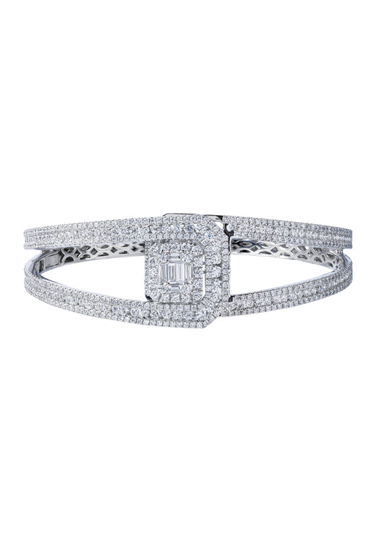 TOMEI The Bloom Series Diamond Bangle, White Gold 750