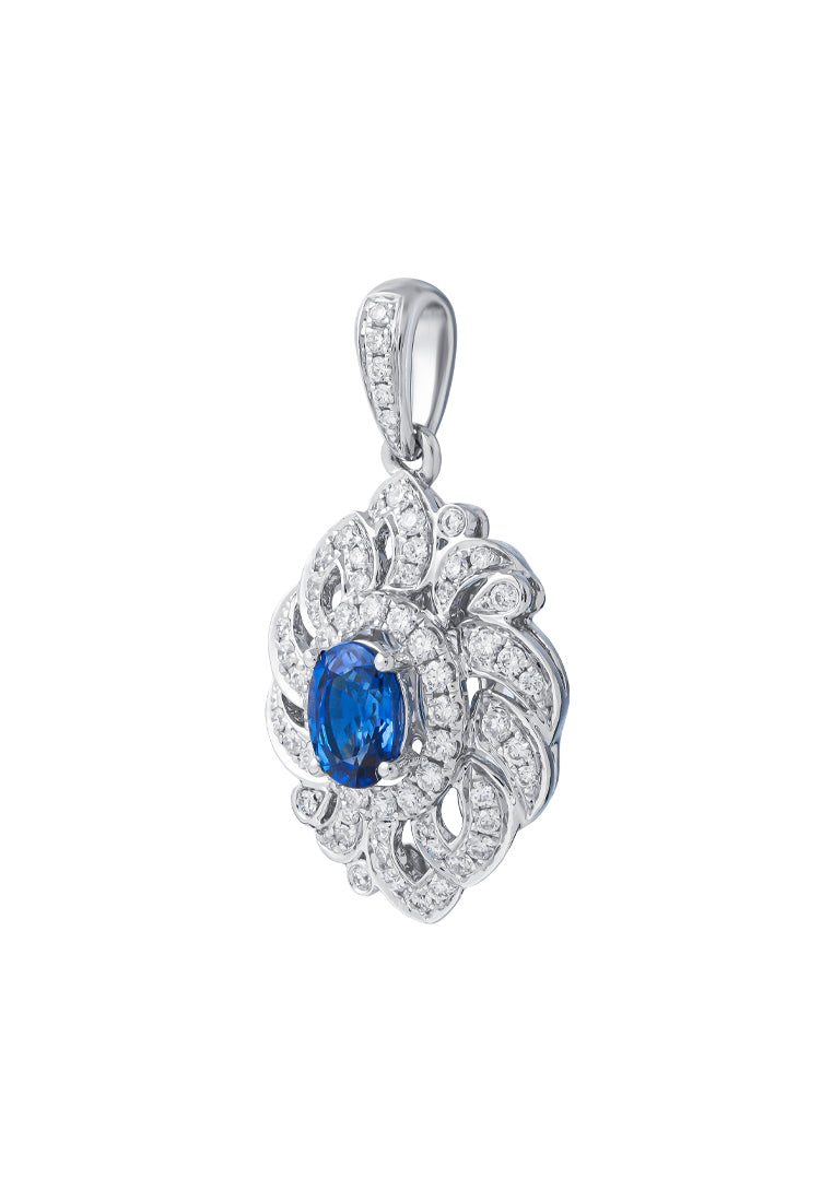 TOMEI Sapphire Diamond Pendant, White Gold 750