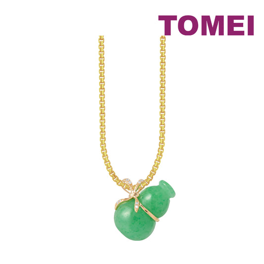 TOMEI Fortunate Gourd Jade Pendant, Yellow Gold 750