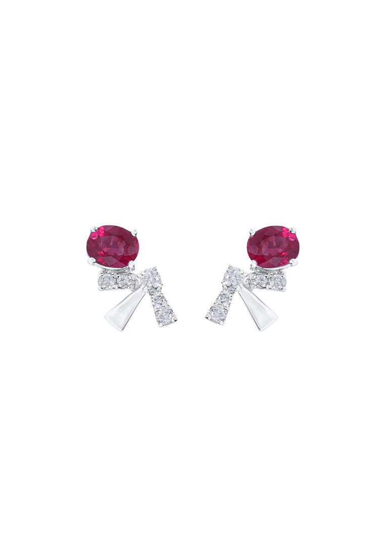 TOMEI Ruby Earrings, White Gold 750