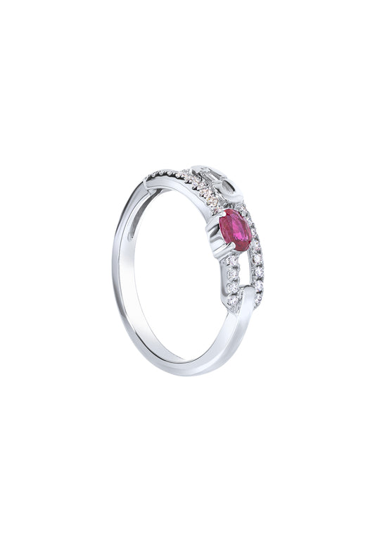 TOMEI Ruby Set Ring, White Gold 750