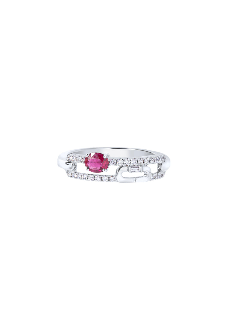 TOMEI Ruby Set Ring, White Gold 750