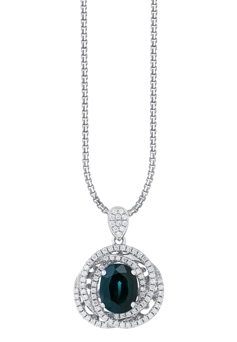 TOMEI Sapphire Diamond Pendant, White Gold 750