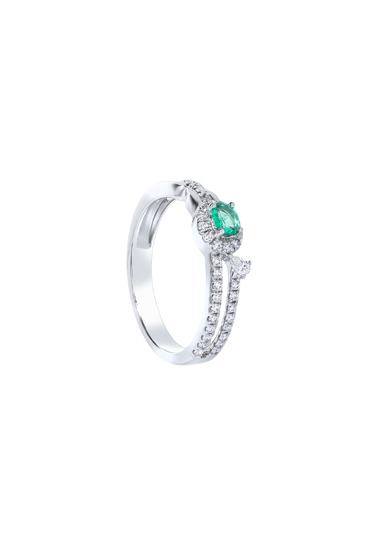 TOMEI Emerald Set Ring, White Gold 750
