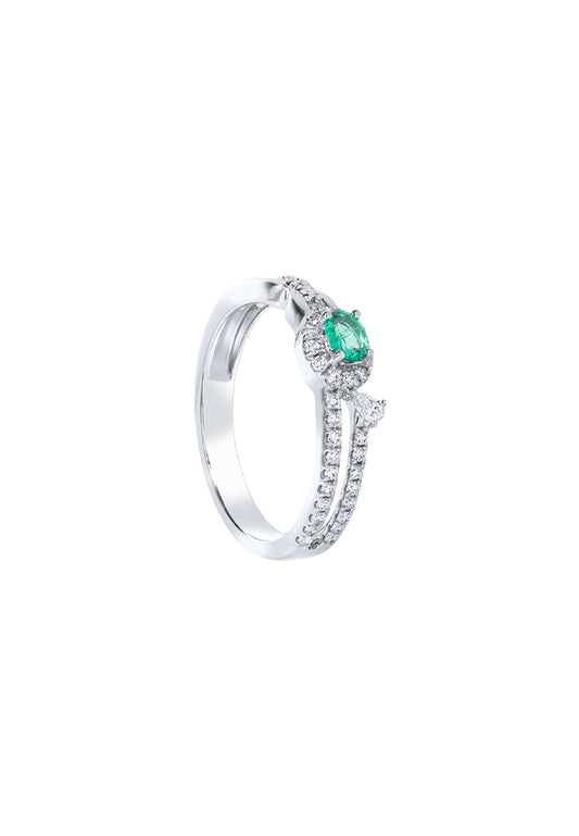 TOMEI Emerald Set Ring, White Gold 750