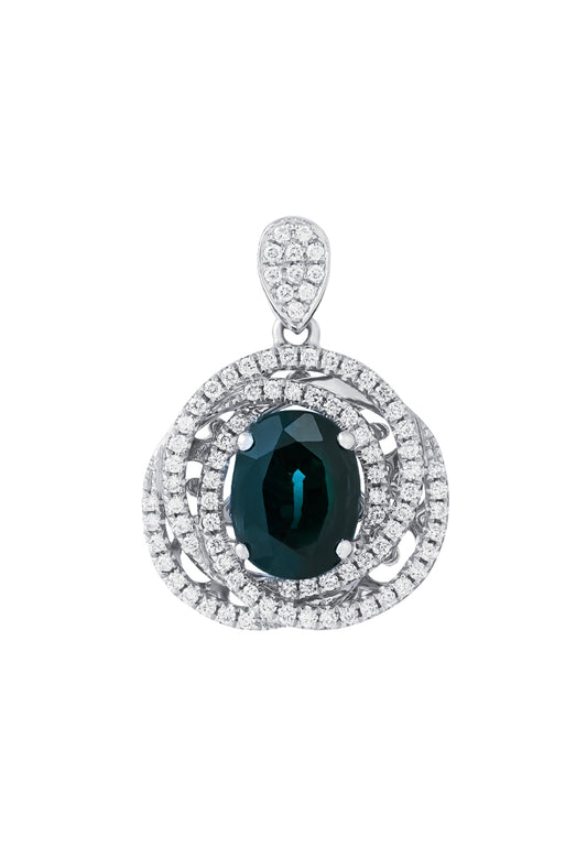 TOMEI Sapphire Diamond Pendant, White Gold 750