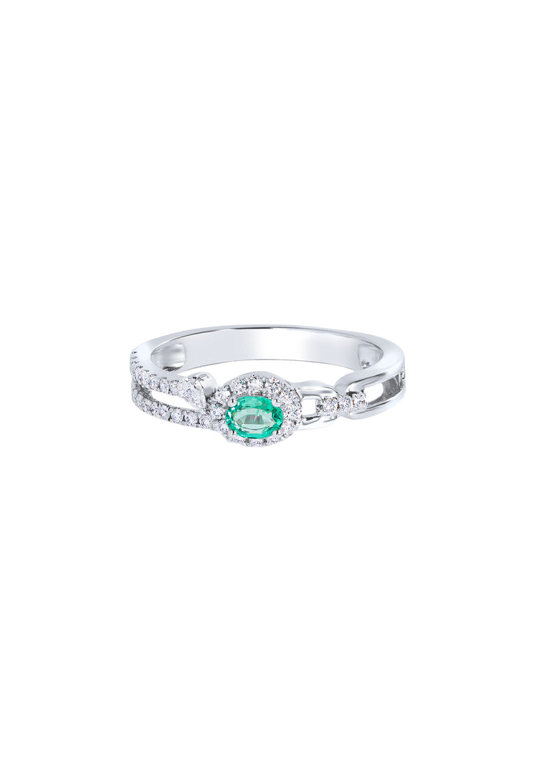 TOMEI Emerald Set Ring, White Gold 750