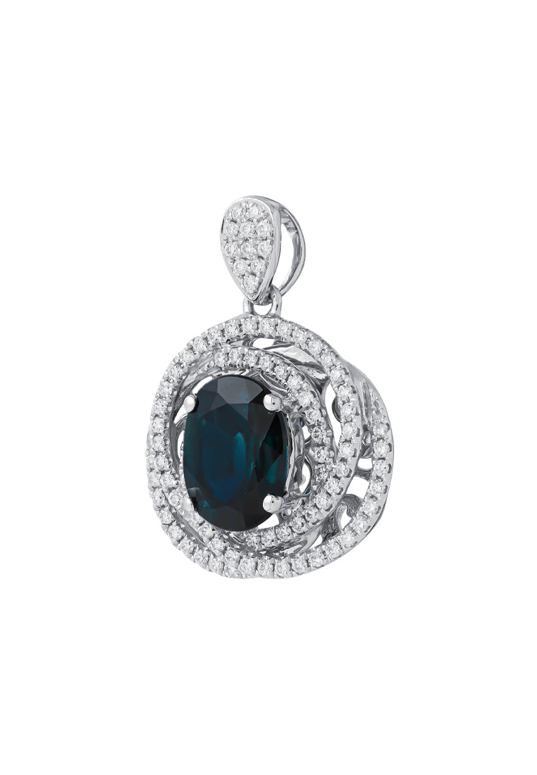 TOMEI Sapphire Diamond Pendant, White Gold 750