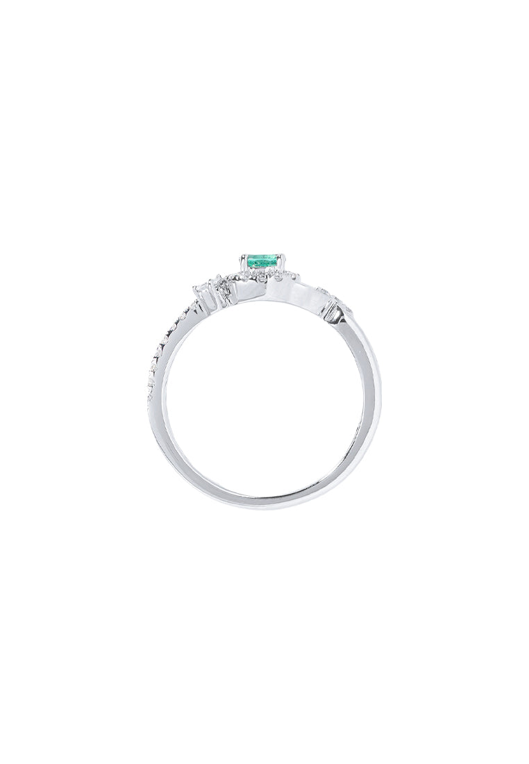 TOMEI Emerald Set Ring, White Gold 750