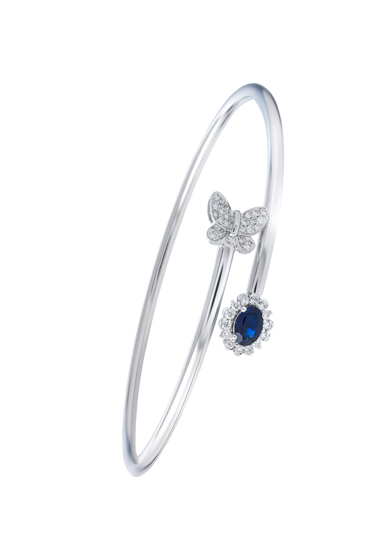 TOMEI Sapphire Diamond Bangle, White Gold 750