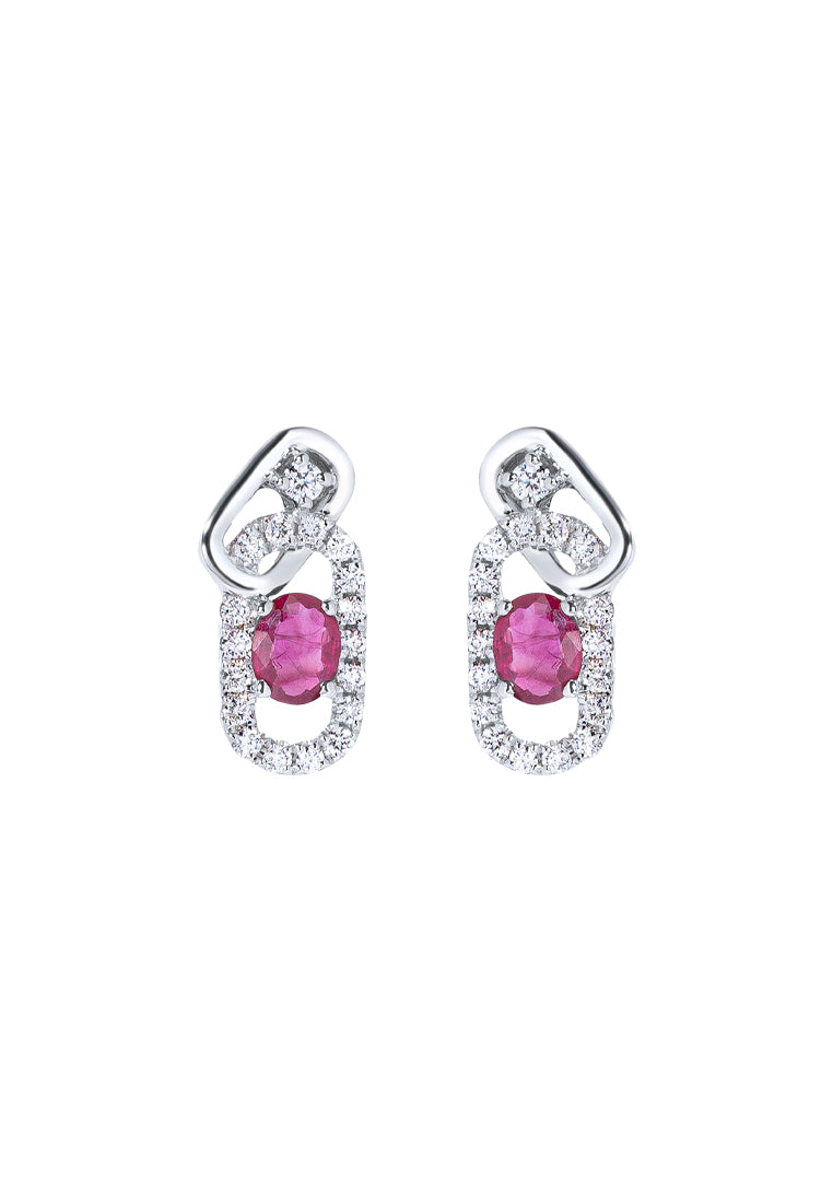 TOMEI Ruby Set Earrings, White Gold 750