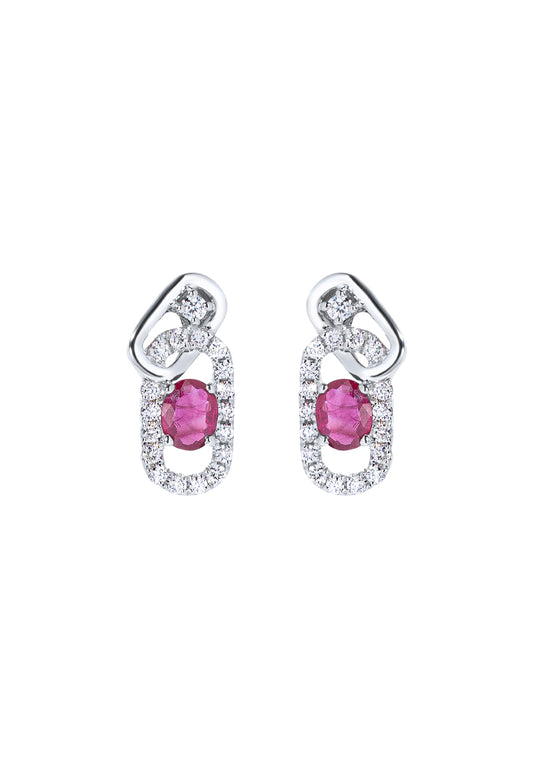 TOMEI Ruby Set Earrings, White Gold 750