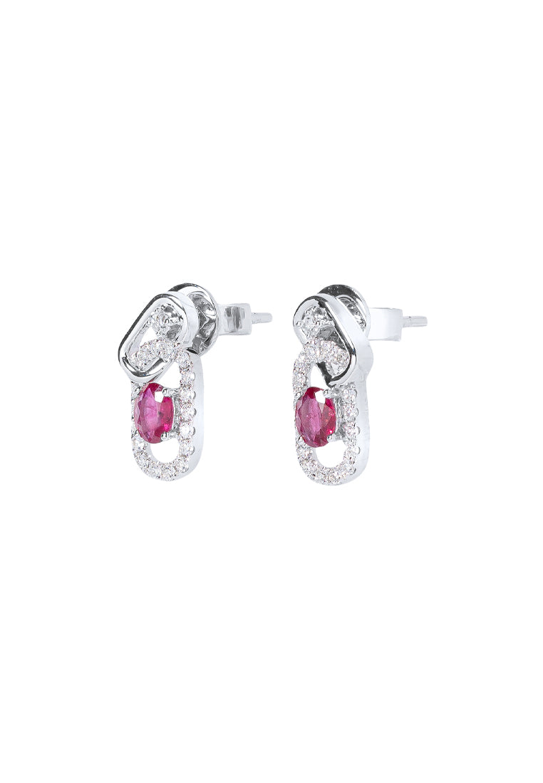 TOMEI Ruby Set Earrings, White Gold 750