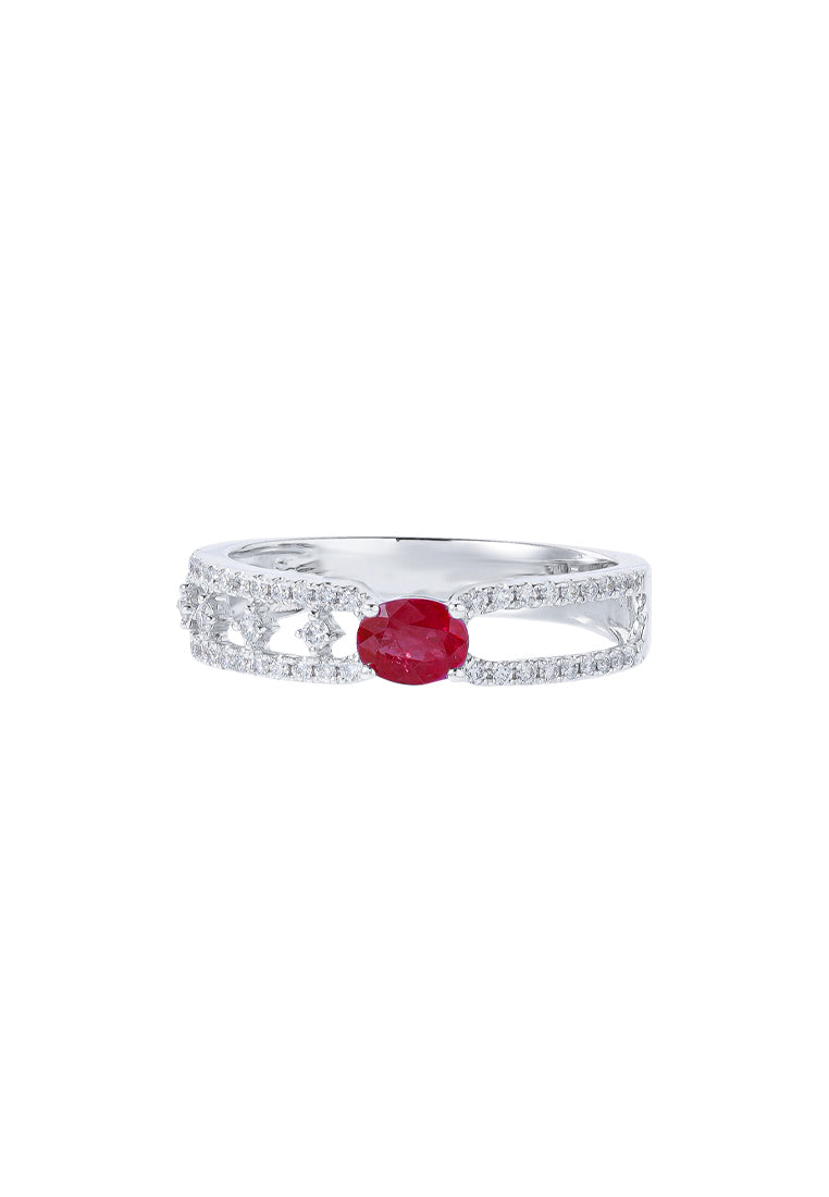 TOMEI Ruby Ring, White Gold 750