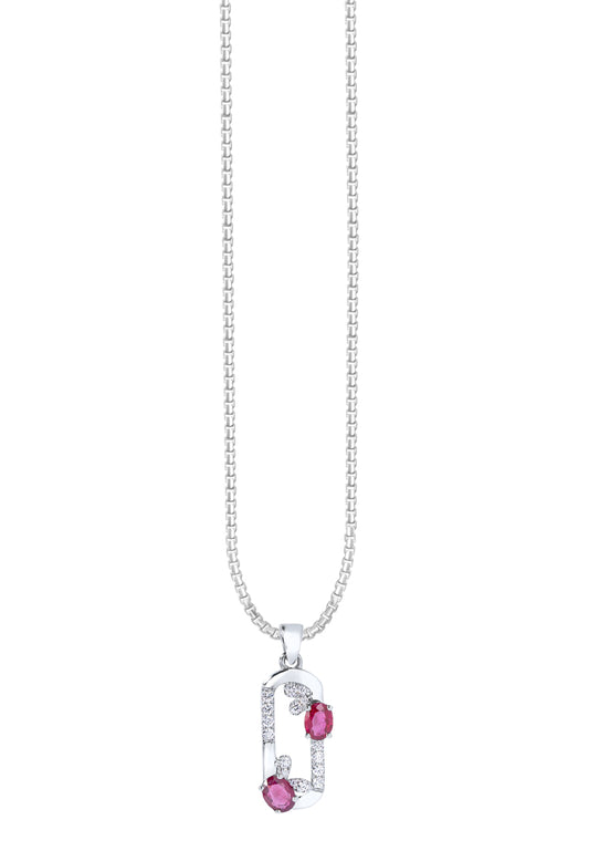 TOMEI Ruby Set Pendant, White Gold 750