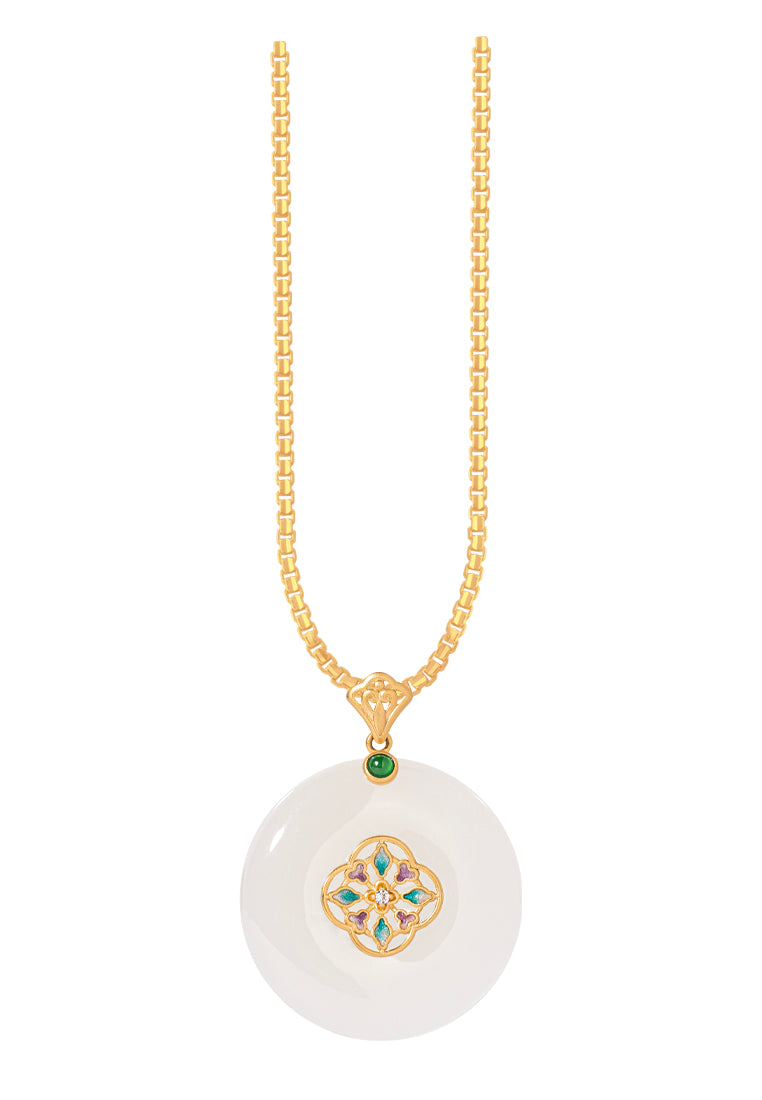TOMEI Nephrite Series Hall Of Fortune Pendant, Yellow Gold 750