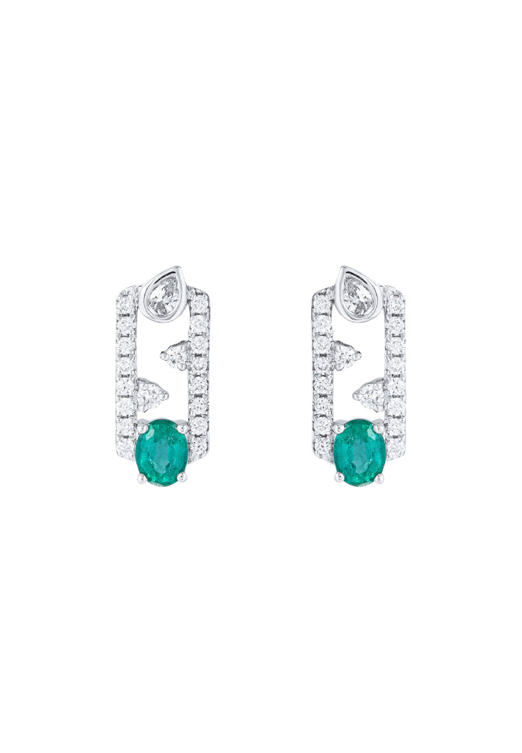 TOMEI Emerald Earrings, White Gold 750