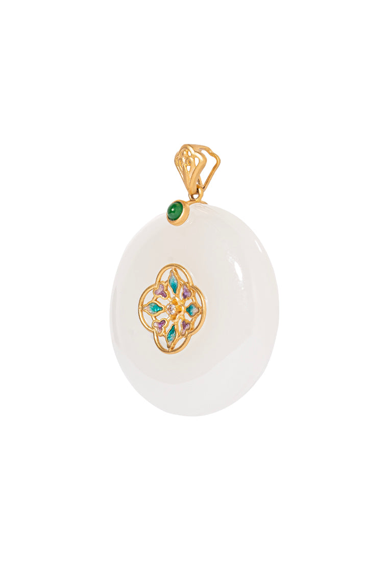 TOMEI Nephrite Series Hall Of Fortune Pendant, Yellow Gold 750