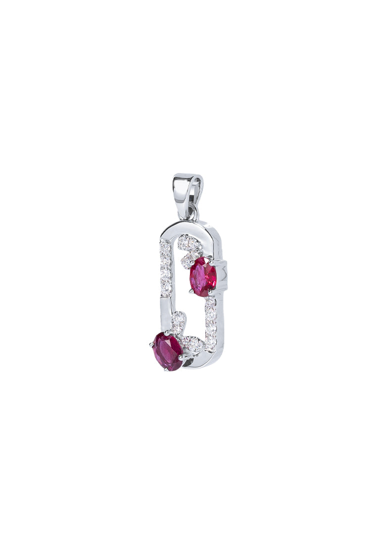 TOMEI Ruby Set Pendant, White Gold 750