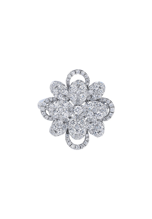 TOMEI The Bloom Series Diamond Ring, White Gold 750