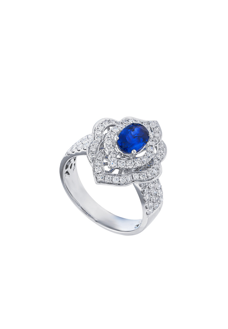 TOMEI Sapphire Diamond Ring, White Gold 750