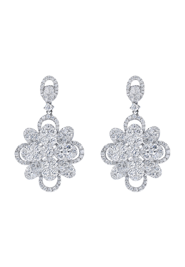 TOMEI The Bloom Series Diamond Earrings, White Gold 750