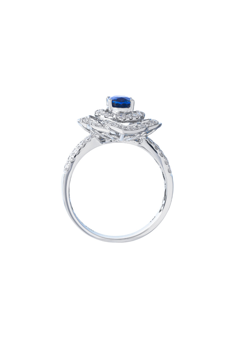 TOMEI Sapphire Diamond Ring, White Gold 750