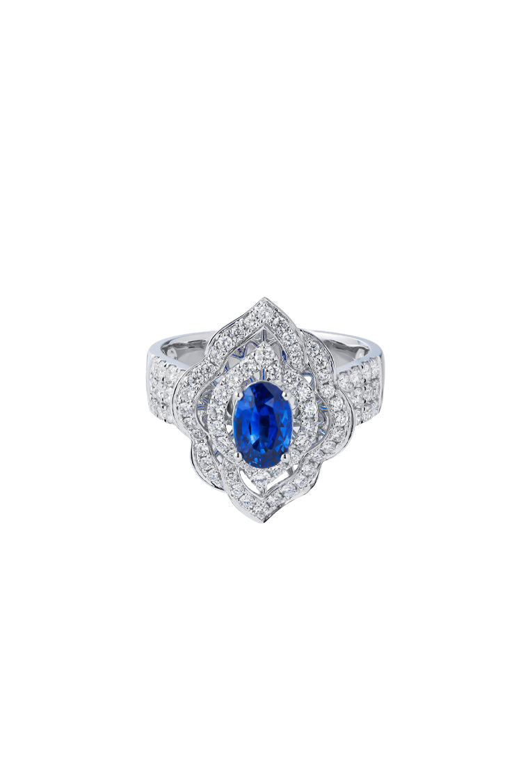 TOMEI Sapphire Diamond Ring, White Gold 750