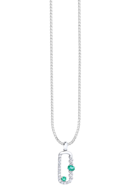 TOMEI Emerald Set Pendant, White Gold 750