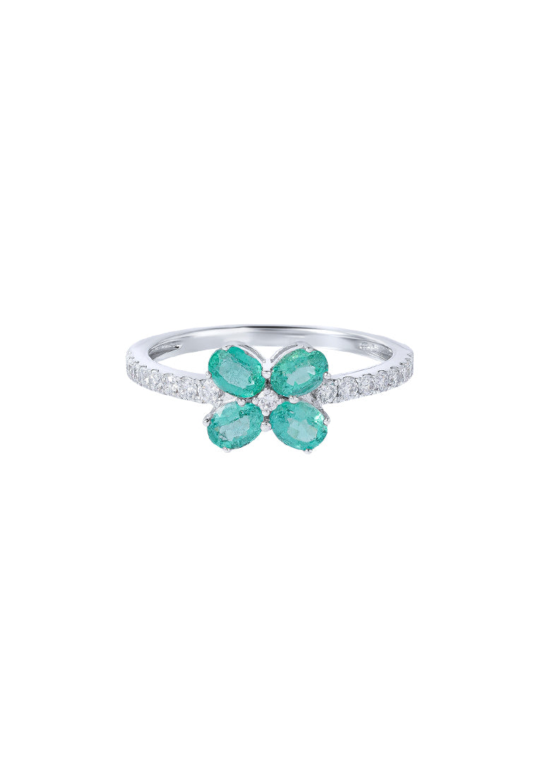 TOMEI Emerald Ring, White Gold 750