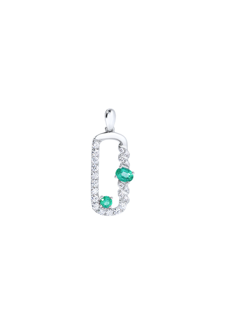 TOMEI Emerald Set Pendant, White Gold 750