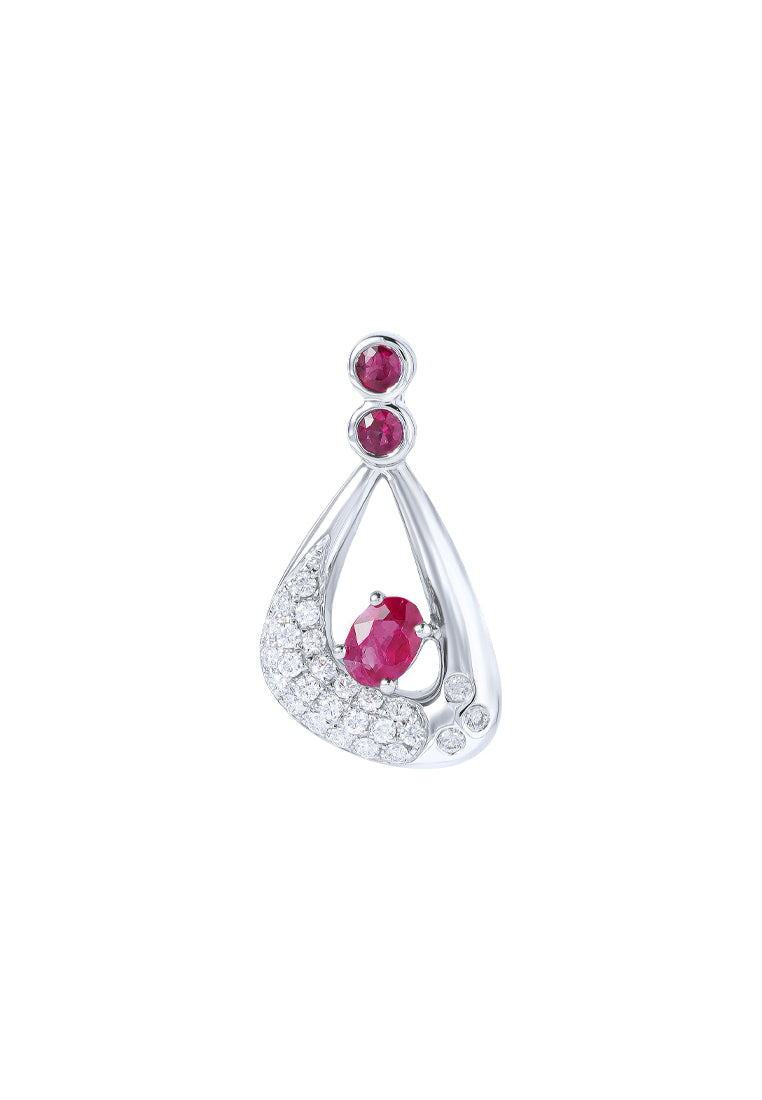 TOMEI Ruby Pendant, White Gold 750