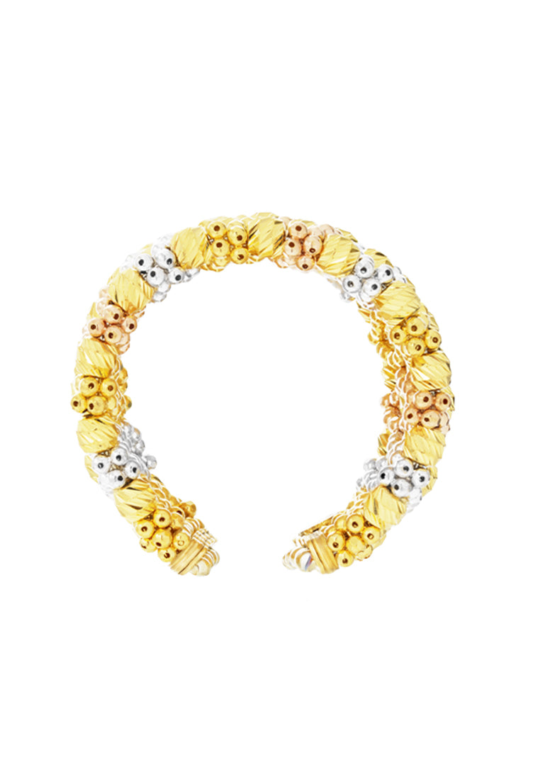 TOMEL Lusso Italia 5 Tiers Tri-Tone Beads Ring, Yellow Gold 916