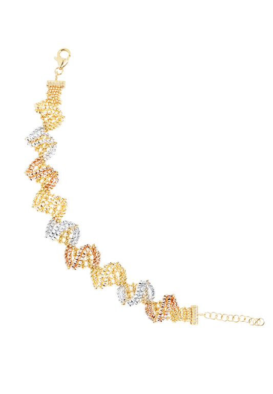 TOMEI Lusso Italia Tri-Tone Beads Bracelet, Yellow Gold 916