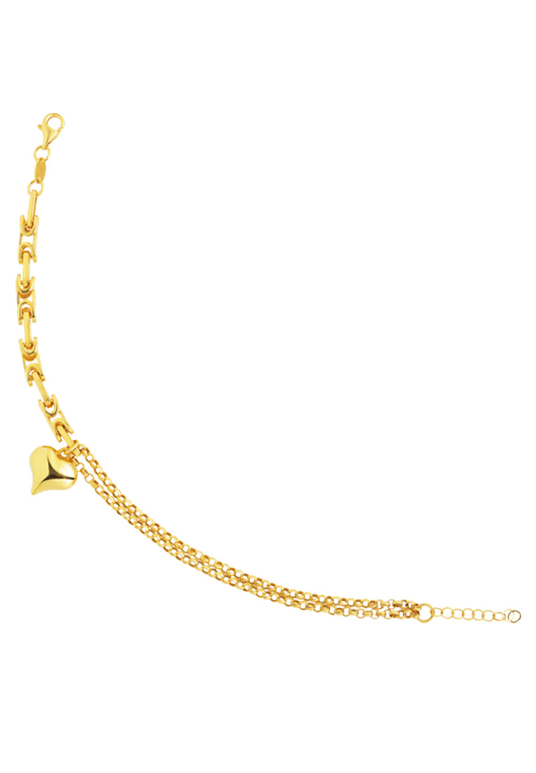 TOMEI Lusso Italia Dual-Chain Heart Bracelet, Yellow Gold 916