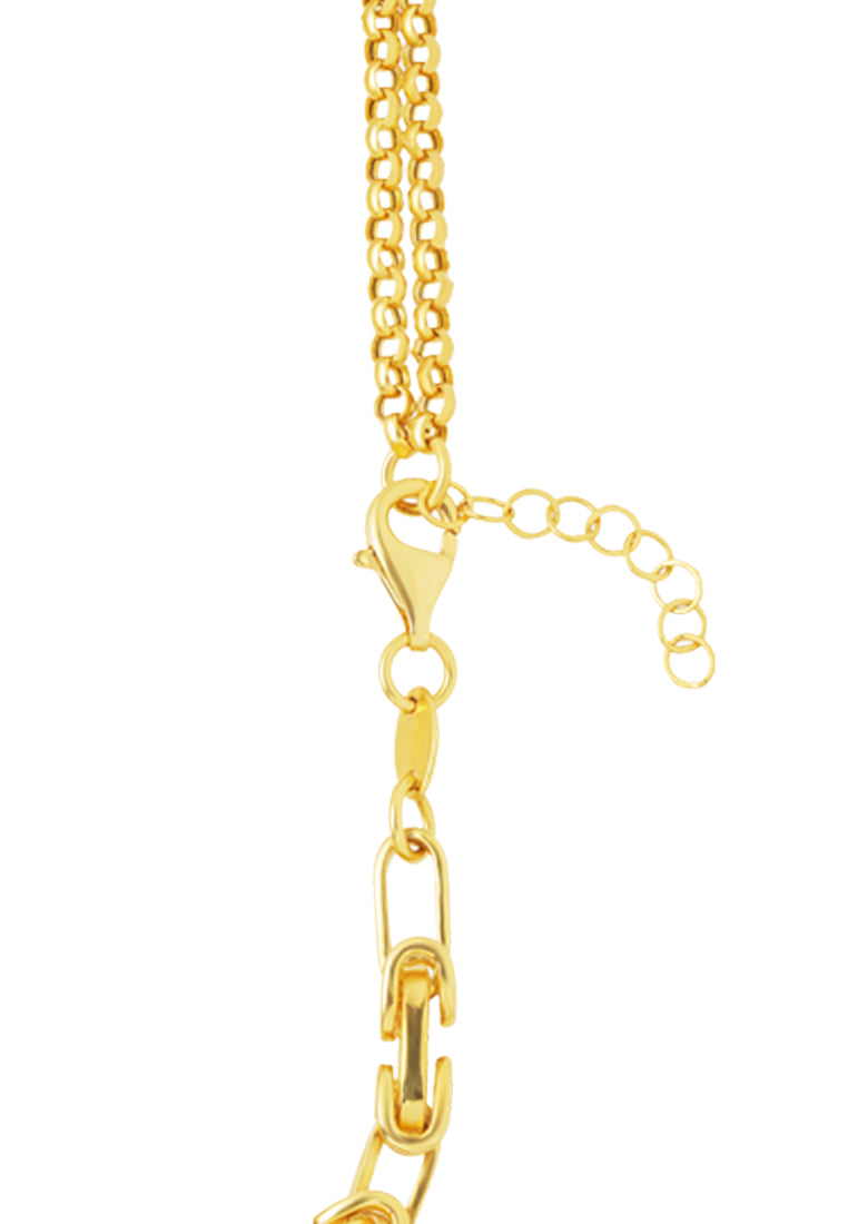 TOMEI Lusso Italia Dual-Chain Heart Bracelet, Yellow Gold 916