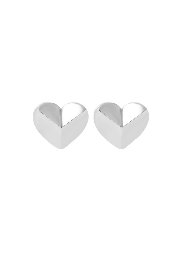 TOMEI 3D Heart Earrings, White Gold 585