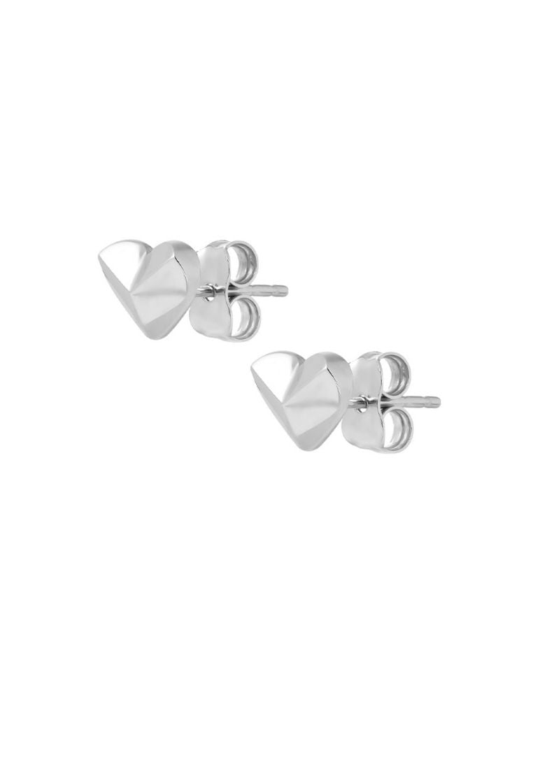 TOMEI 3D Heart Earrings, White Gold 585