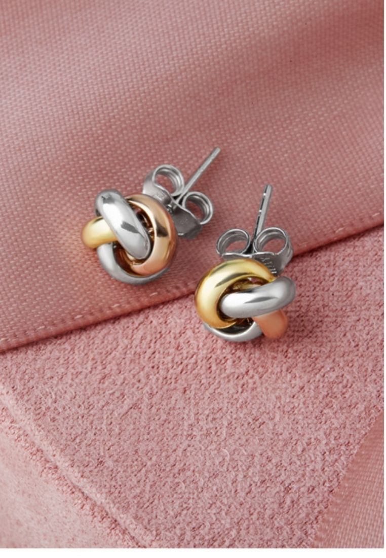 Tri-Tone Love Knot Earrings | Tomei White Gold 585 (14K) (X3NHOE208583-TC-II)