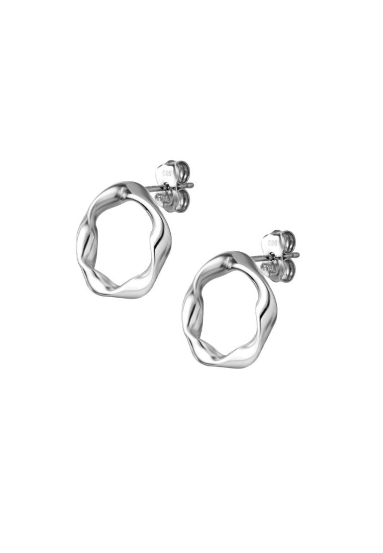 TOMEI Shining Wave Earrings, White Gold 585 (X3TE12860-W)