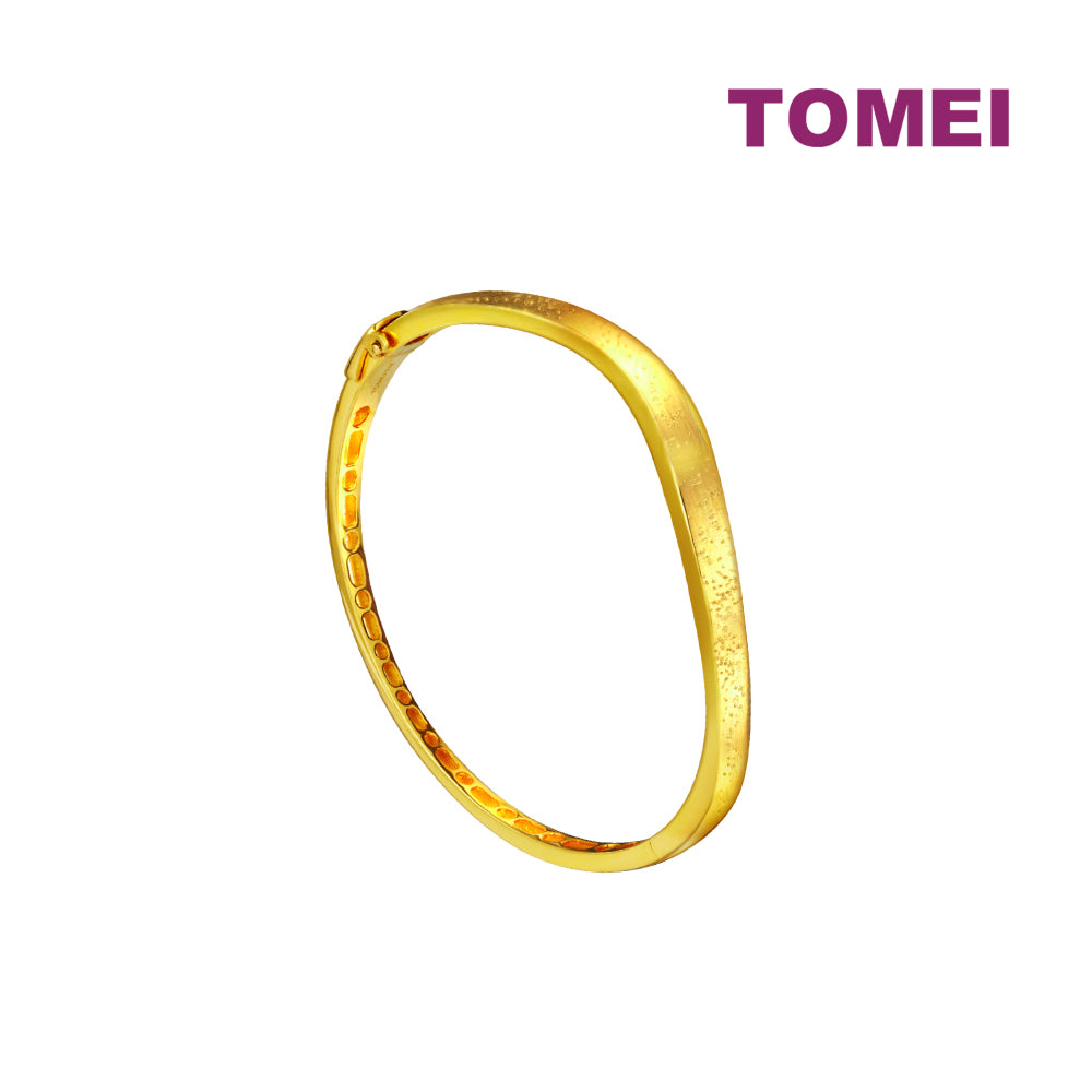 TOMEI Matte-Finishing Wavy Bangle, Yellow Gold 916