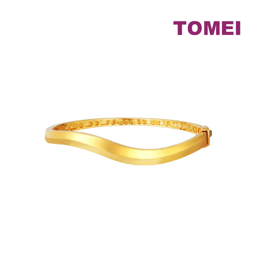 TOMEI High-Polishing Wavy Bangle, Yellow Gold 916