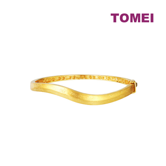 TOMEI Matte-Finishing Wavy Bangle, Yellow Gold 916